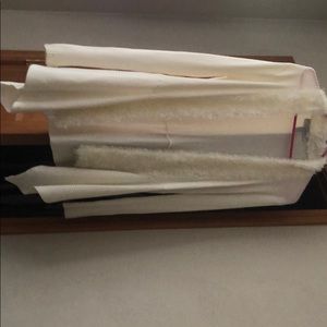 White cardigan with fuzzy trim